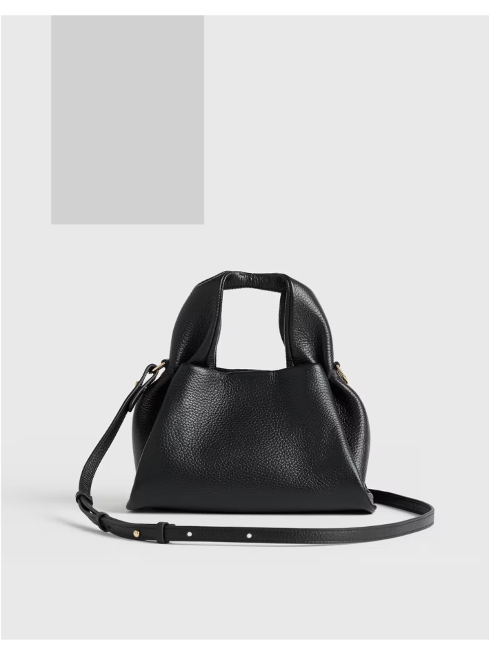 Quince Italian Leather Trapeze Crossbody Bag Black EUC